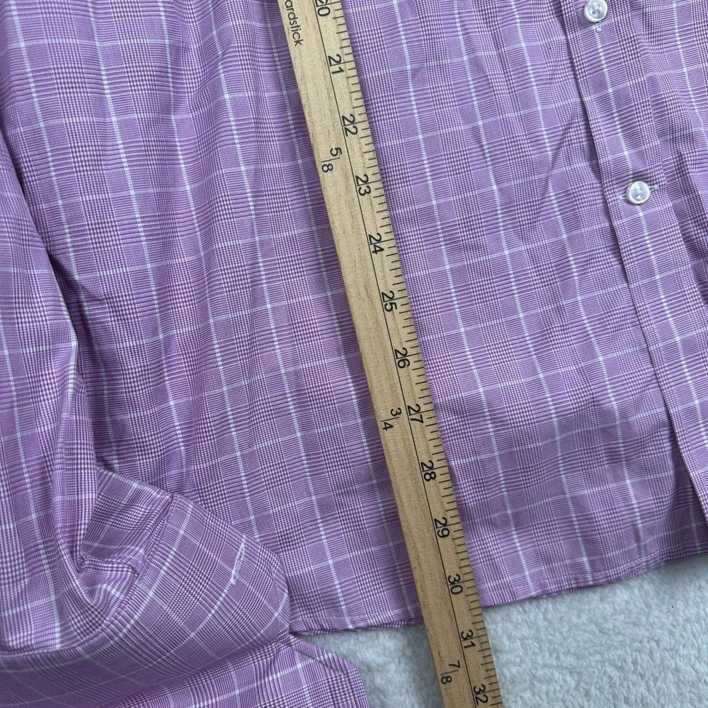 Liberty Shirt Co Thomas Mason Bespoke Purple Plaid Dress Shirt‎ Men's Size 3XL